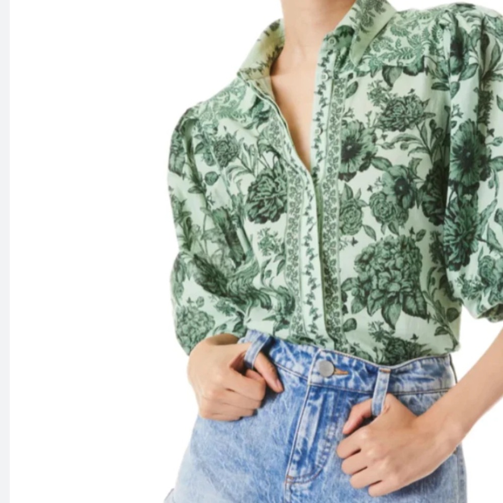 Alice and Olivia Tiffie Puff Sleeve Blouse
